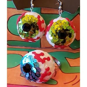 Dangle Eyeball Earrings Ring NWT Weird Stu…